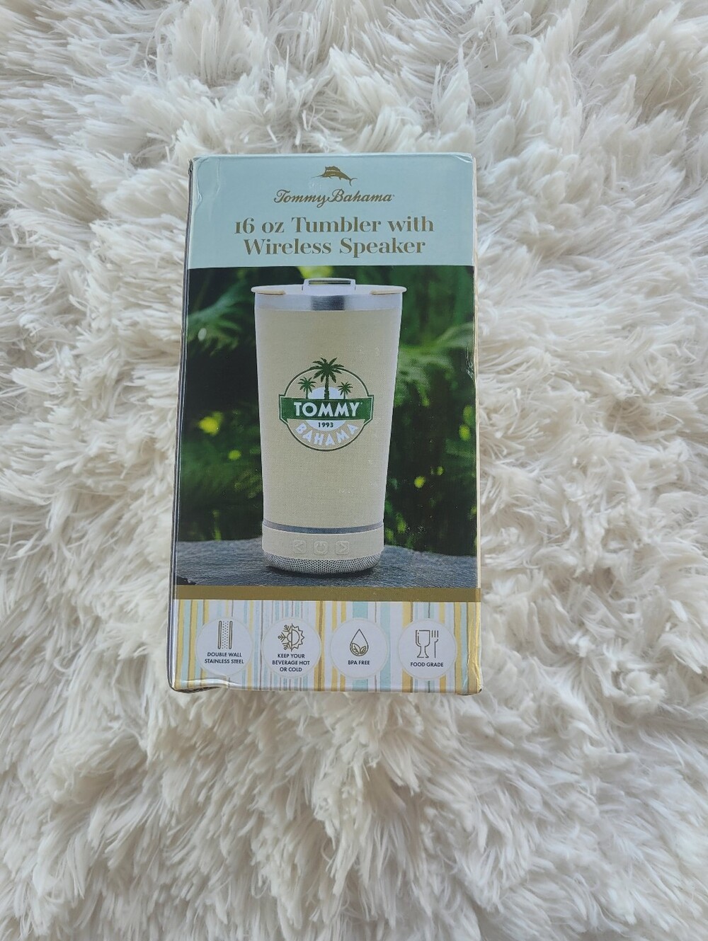 Tommy Bahama 16 oz Tumbler with Speaker, New